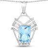 5.76 Carat Genuine Swiss Blue Topaz & White Topaz .925 Sterling Silver Pendant