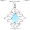 5.15 Carat Genuine Swiss Blue Topaz .925 Sterling Silver Pendant