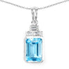 9.99 Carat Genuine Swiss Blue Topaz and White Topaz .925 Sterling Silver Pendant