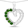 14K White Gold Plated 0.84 Carat Genuine Chrome Diopside .925 Sterling Silver Pendant