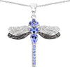 1.93 Carat Genuine Tanzanite and White Topaz .925 Sterling Silver Pendant