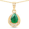 0.89 Carat Genuine Zambian Emerald and White Diamond 14K Yellow Gold Pendant