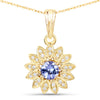 0.31 Carat Genuine Tanzanite and White Diamond 14K Yellow Gold Pendant