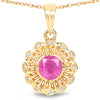 0.59 Carat Genuine Ruby and White Diamond 14K Yellow Gold Pendant