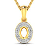 0.17 Carat Genuine White Diamond 14K Yellow Gold Semi Mount Pendant - holds 7x5mm Oval Gemstone
