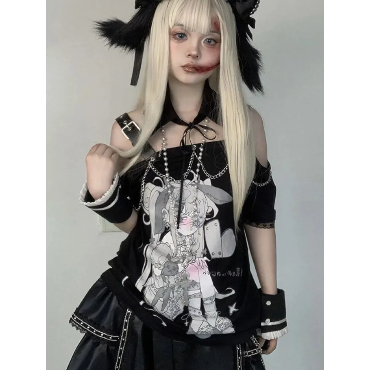 Pastel Menhera Off The Shoulder Tee