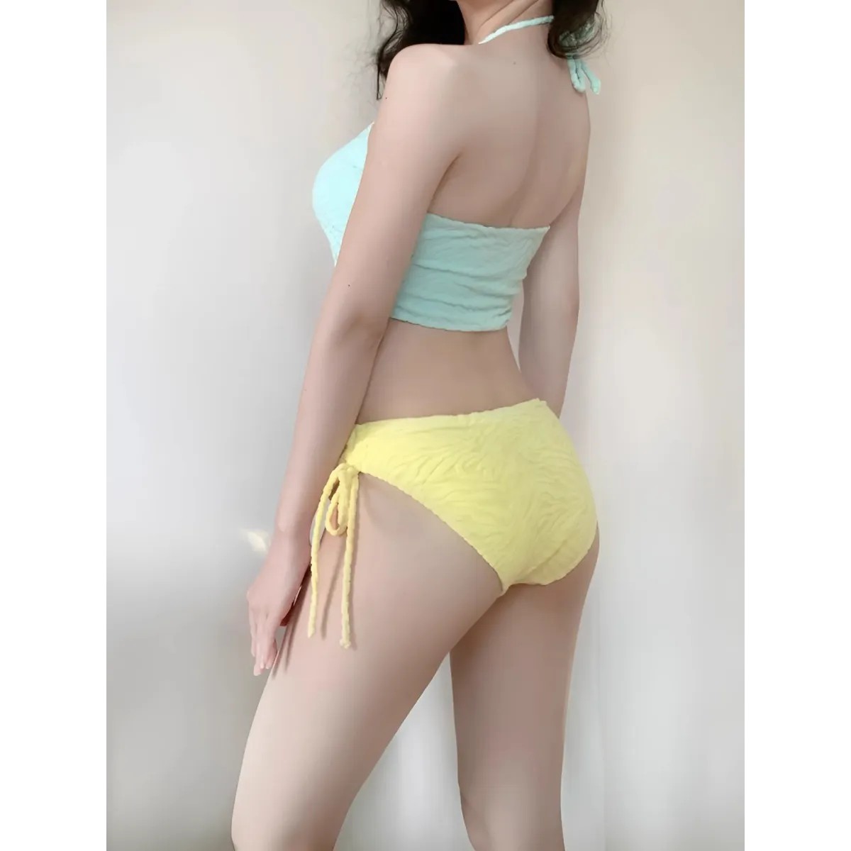 Patchwork Halter Bikini – Korean 3PCS Swimsuit with Skirt