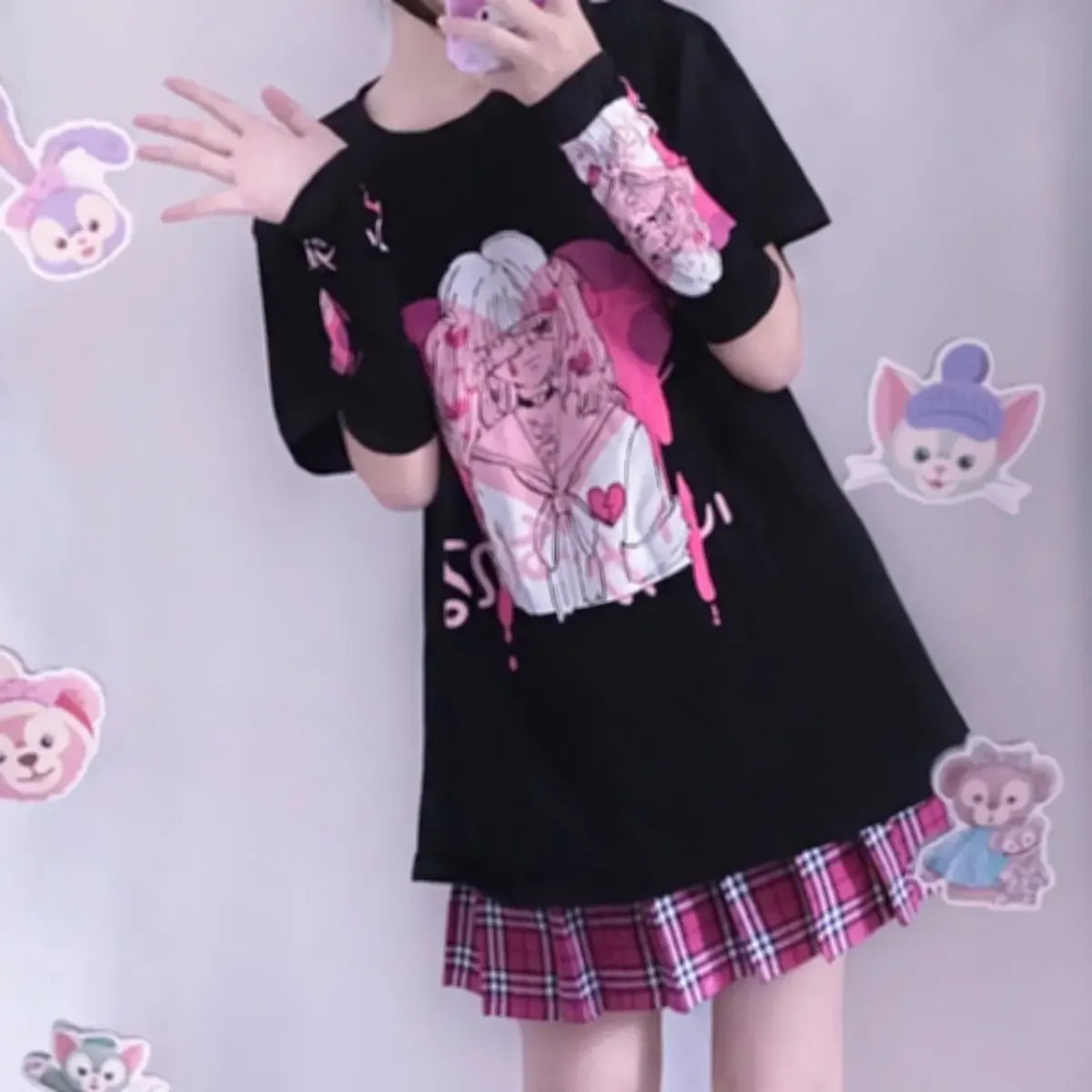 Pink Drip Anime Heart Tee