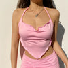 Pink Serenade Asymmetrical Tank – Chic Scalloped Edge Crop Top