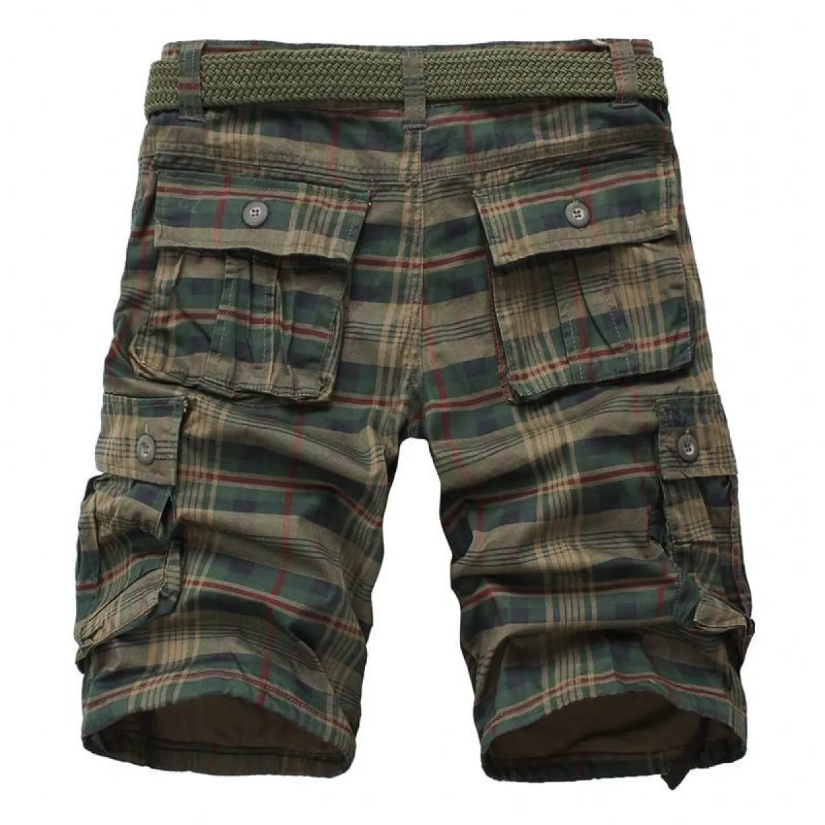 Plaid Patterned Cargo Shorts