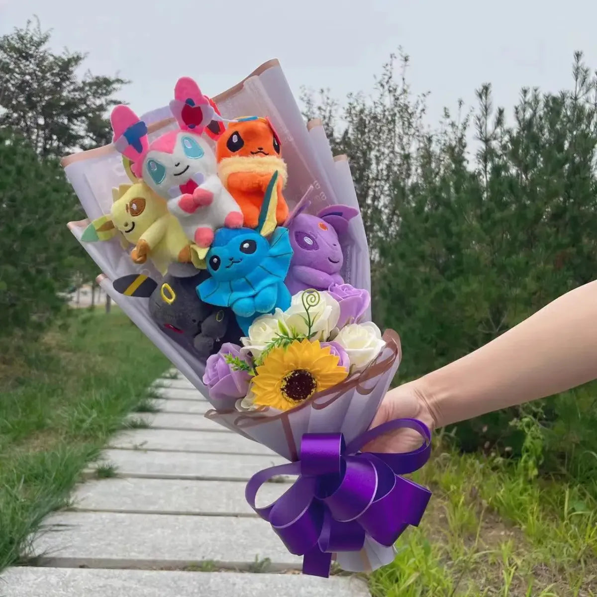 Kawaii Pokemon Plush Bouquet – Handmade Anime Gift for Kids