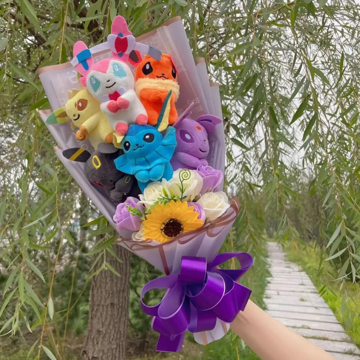 Kawaii Pokemon Plush Bouquet – Handmade Anime Gift for Kids