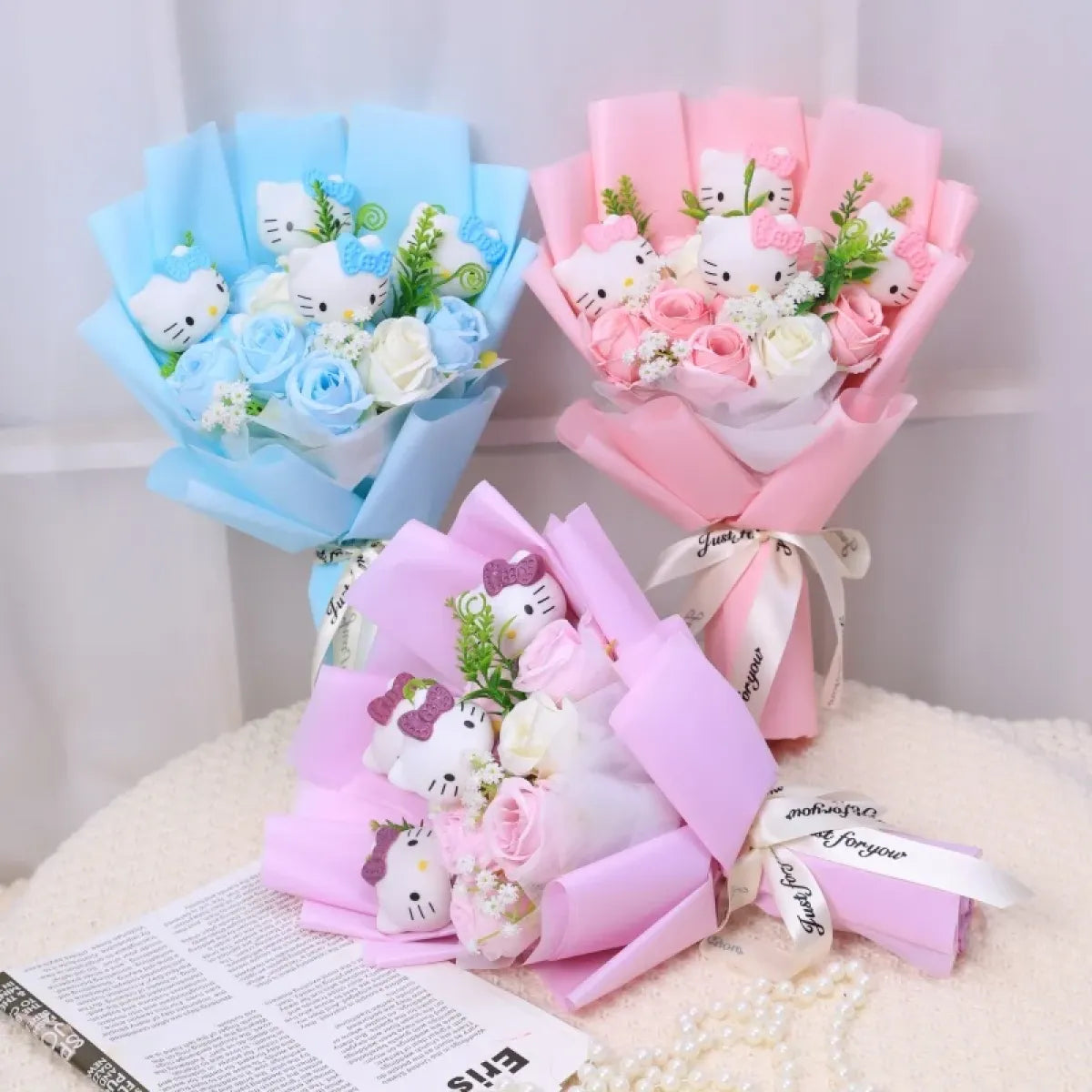 Kawaii Hello Kitty Plush Bouquet – Sanrio Flower Gift for Birthdays