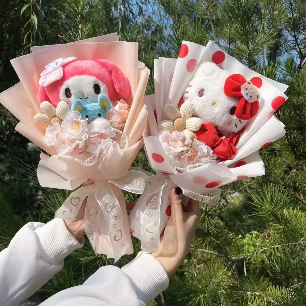 Kawaii My Melody & Hello Kitty Plush Bouquet – Sanrio Gift Flowers