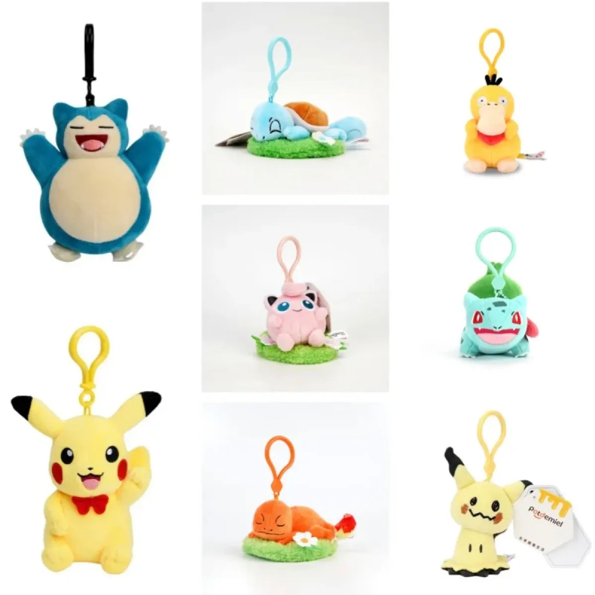 Pokemon Plush Keychain Set – Pikachu, Snorlax, Eevee & Friends