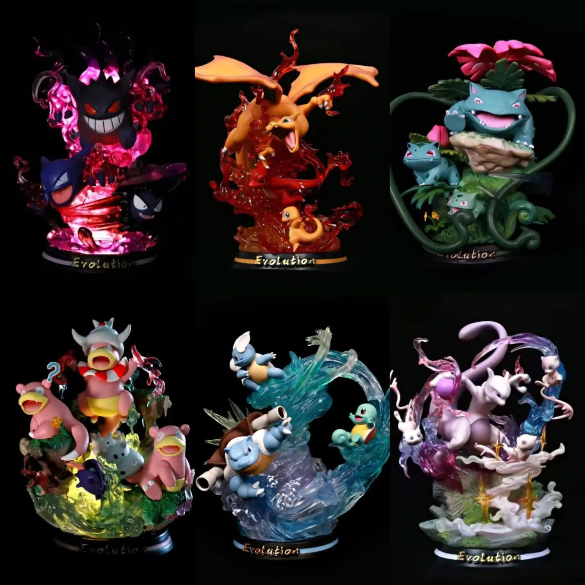 Pokemon Evolution Figures - Charizard, Eevee, Mewtwo, Gengar