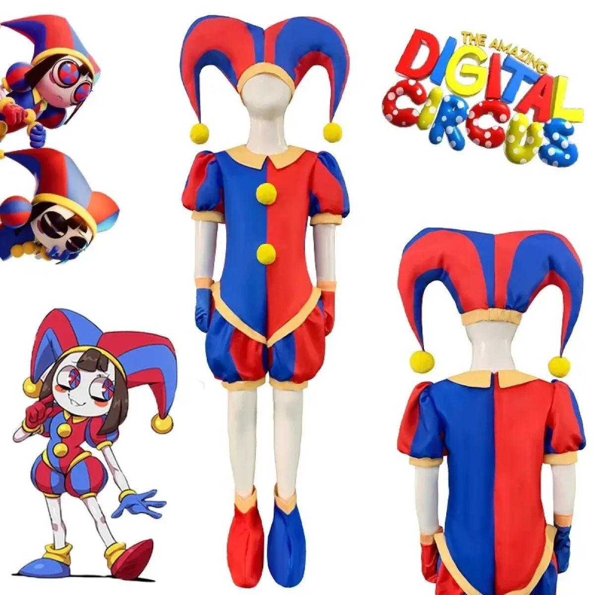 Pomni Cosplay Costume – The Amazing Digital Circus Jumpsuit and Hat