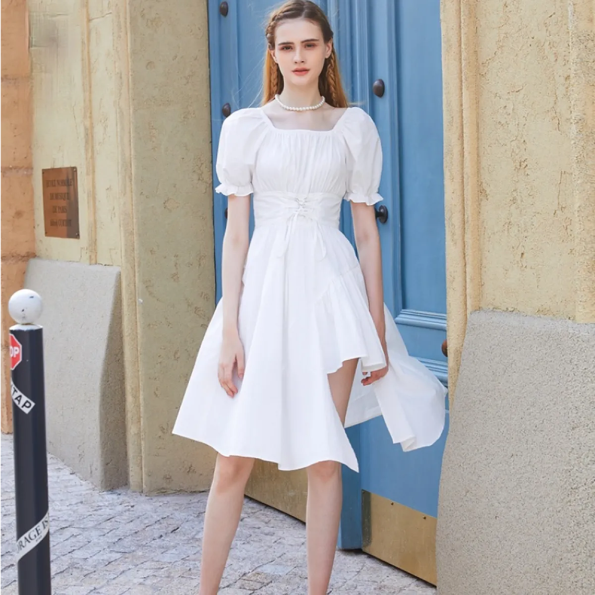 Puff Sleeve White Dress