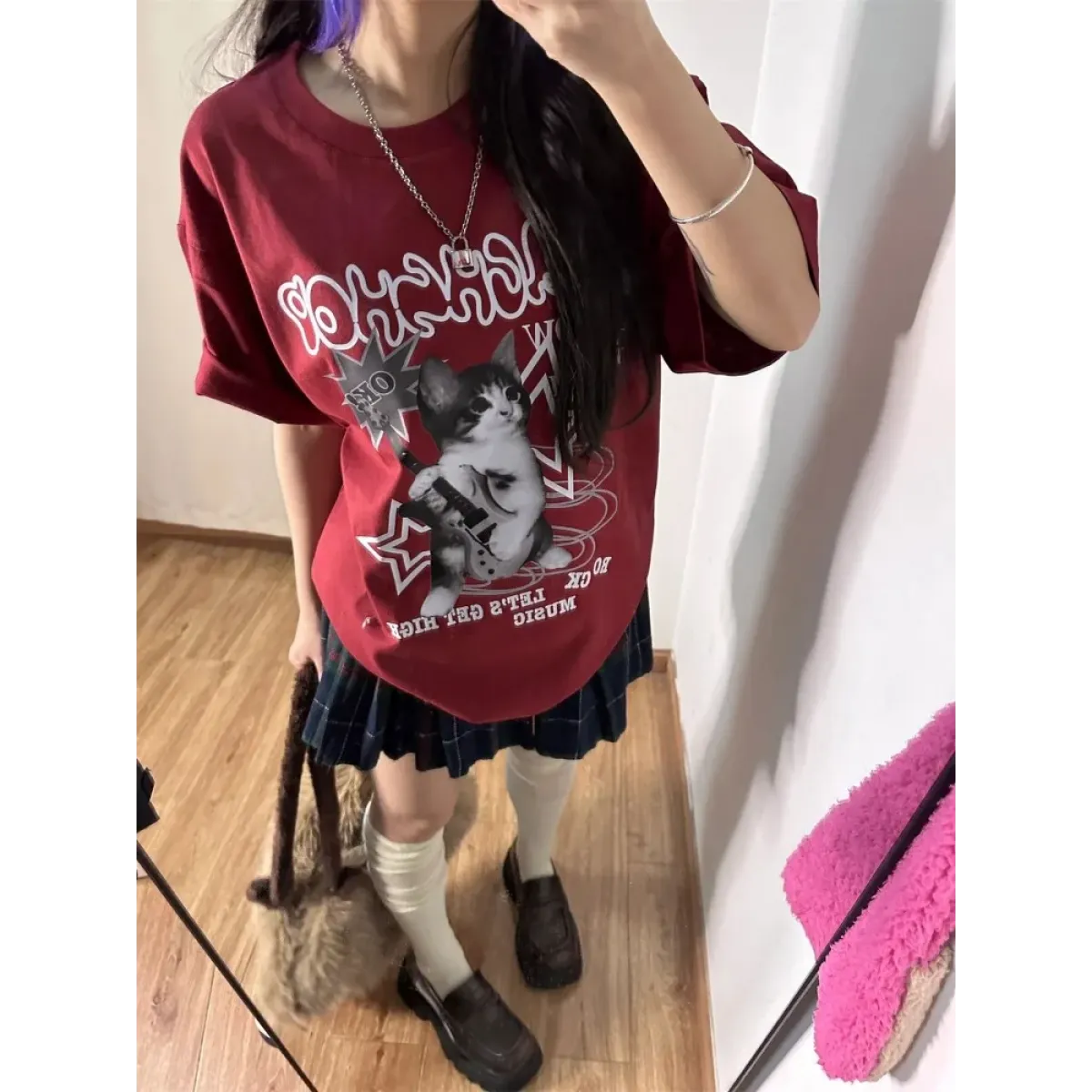 Harajuku Punk Cat Print T-Shirt