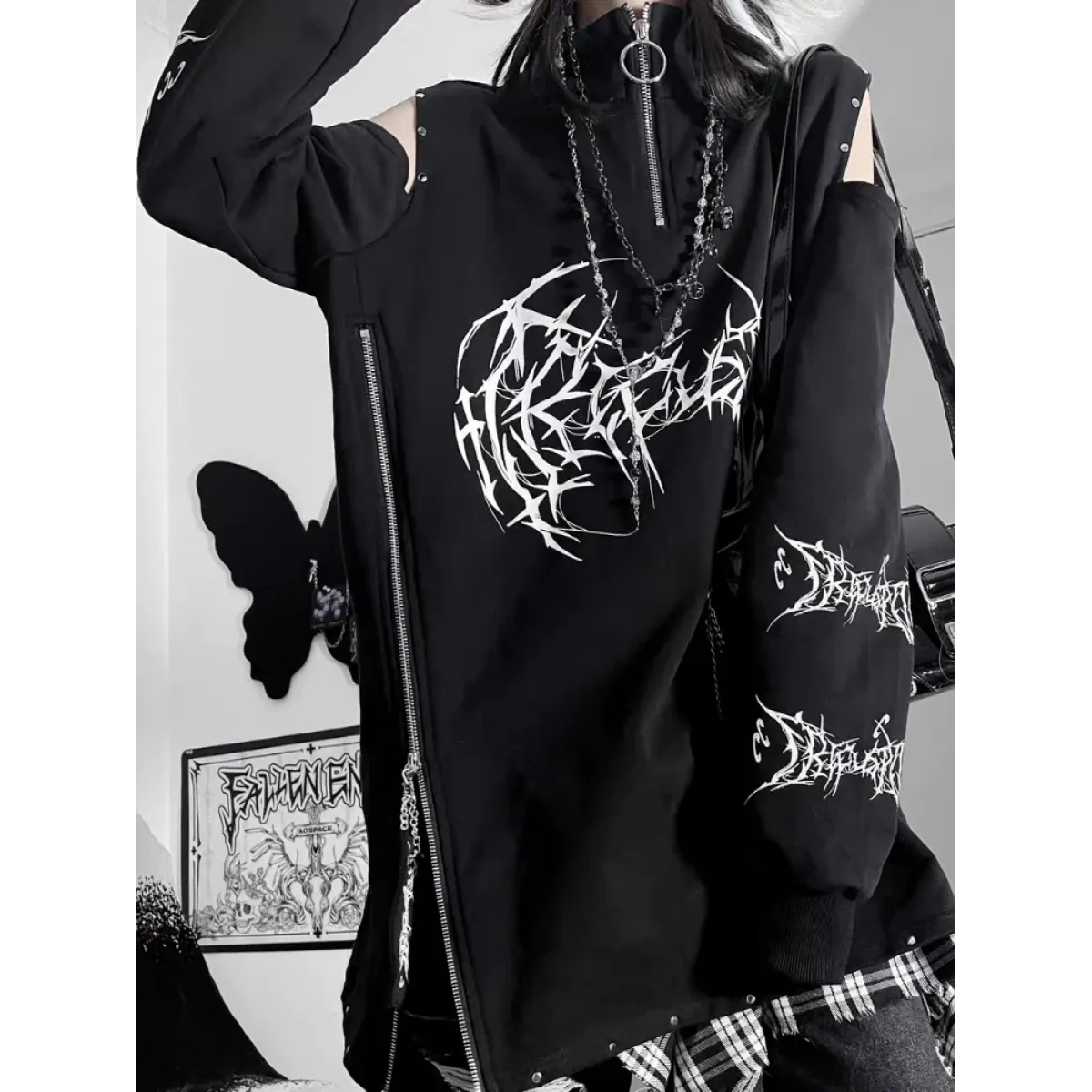 Punk Harajuku Off Shoulder Tee