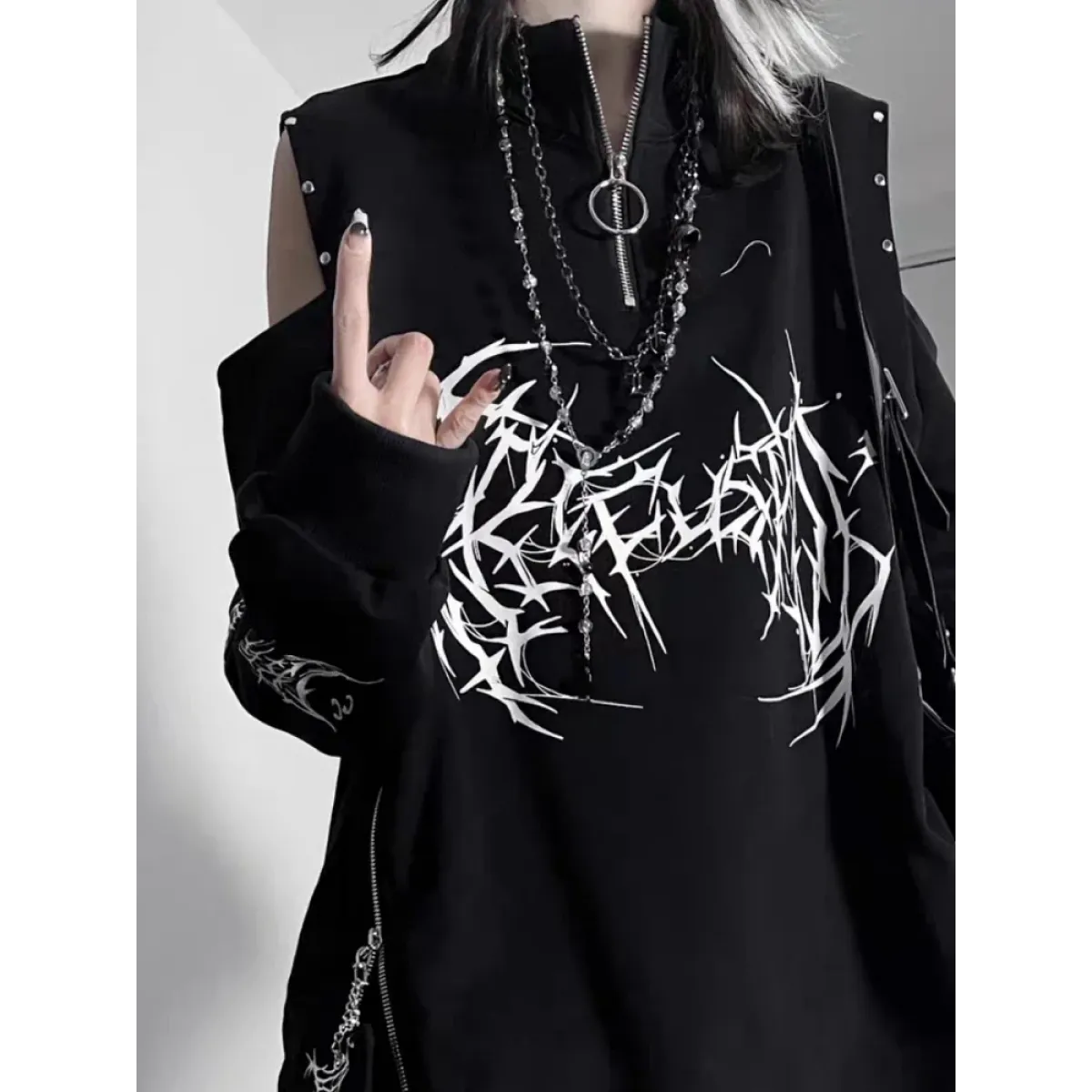 Punk Harajuku Off Shoulder Tee