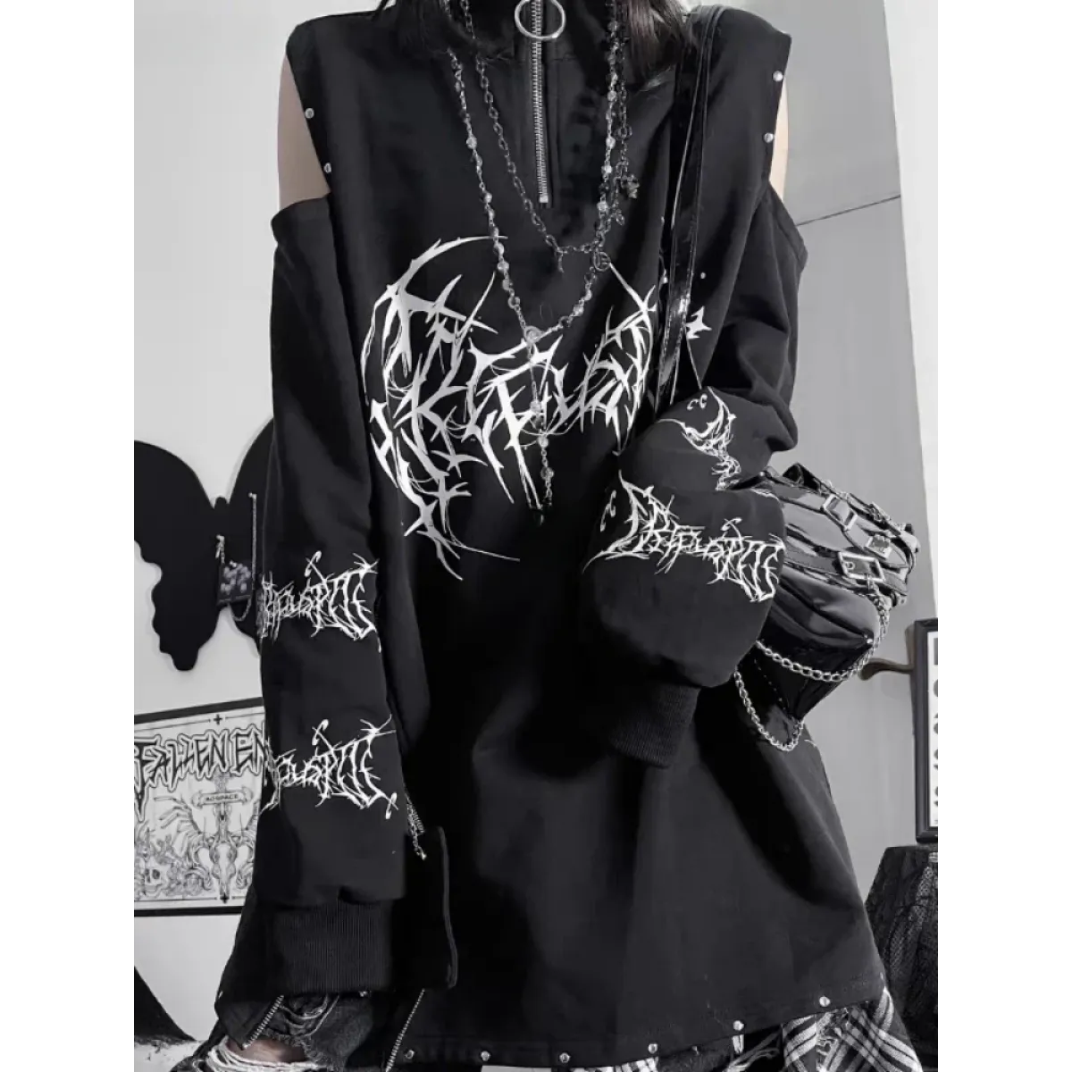 Punk Harajuku Off Shoulder Tee