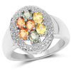 1.54 Carat Genuine Multi Sapphire .925 Sterling Silver Ring