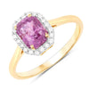 1.91 Carat Genuine Pink Sapphire and White Diamond 14K Yellow Gold Ring