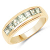 14K Yellow Gold Plated 1.26 Carat Genuine Green Sapphire .925 Sterling Silver Ring