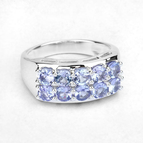 1.90 Carat Genuine Tanzanite .925 Sterling Silver Ring