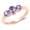 18K Rose Gold Plated 0.90 Carat Genuine Tanzanite .925 Sterling Silver Ring