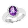 1.68 Carat Genuine  Amethyst and White Topaz .925 Sterling Silver Ring