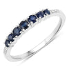 0.45 Carat Genuine Blue Sapphire and White Diamond 14K White Gold Ring