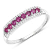 0.47 Carat Genuine Ruby and White Diamond 14K White Gold Ring
