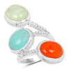 9.50 Carat Genuine Multi Stone .925 Sterling Silver Ring