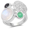 5.90 Carat Genuine Multi Stone .925 Sterling Silver Ring