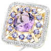 3.44 Carat Genuine Amethyst and Tanzanite .925 Sterling Silver Ring