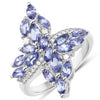 1.73 Carat Genuine Tanzanite and White Zircon .925 Sterling Silver Ring