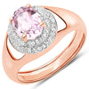 2.17 Carat Genuine Kunzite and White Zircon .925 Sterling Silver Ring
