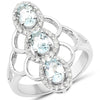1.54 Carat Genuine Aquamarine and White Zircon .925 Sterling Silver Ring