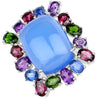 26.67 Carat Genuine Multi Stones .925 Sterling Silver Ring