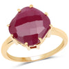 14K Yellow Gold Plated 8.95 Carat Glass Filled Ruby .925 Sterling Silver Ring