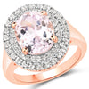 5.48 Carat Genuine Kunzite and White Topaz .925 Sterling Silver Ring