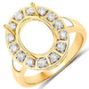 0.42 Carat Genuine White Diamond 14K Yellow Gold Semi Mount Ring - holds 11x9mm Oval Gemstone