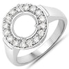 0.48 Carat Genuine White Diamond 14K White Gold Semi Mount Ring - holds 8.00mm Round Gemstone