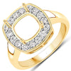 0.48 Carat Genuine White Diamond 14K Yellow Gold Semi Mount Ring - holds 8x8mm Cushion Gemstone