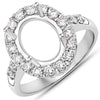 0.60 Carat Genuine White Diamond 14K White Gold Semi Mount Ring - holds 10x8mm Oval Gemstone