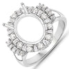 0.83 Carat Genuine White Diamond 14K White Gold Semi Mount Ring - holds 11x9mm Oval Gemstone