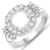 0.73 Carat Genuine White Diamond 14K White Gold Semi Mount Ring - holds 8x8mm Cushion Gemstone