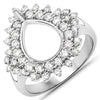 0.89 Carat Genuine White Diamond 14K White Gold Semi Mount Ring - holds 11x9mm Pear Gemstone